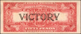 PHILIPPINES. Central Bank of The Philippines. 50 Pesos, ND (1949). P-122b. Very Fine.

A pleasing VF example of this Victory series 50 Pesos note.
...