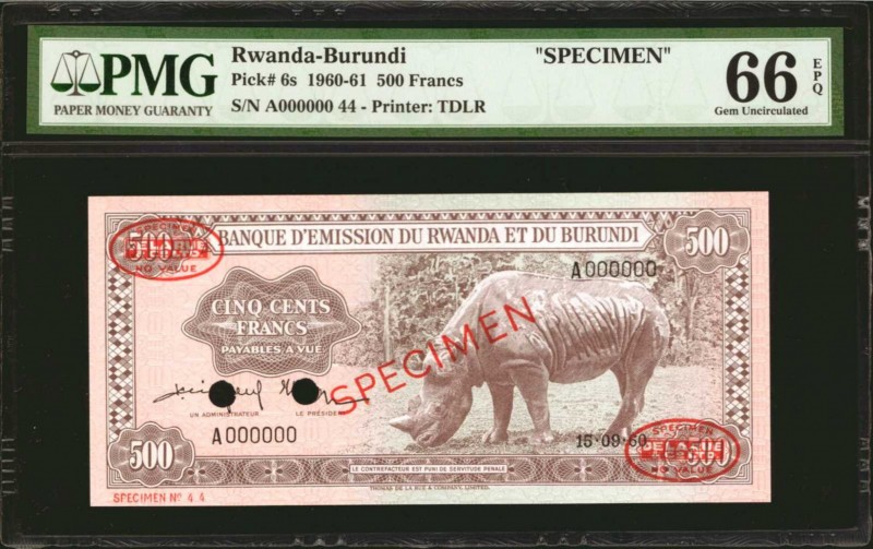 RWANDA-BURUNDI. Banque D'Emission Du Rwanda Et Du Burundi. 500 Francs, 1969-61. ...