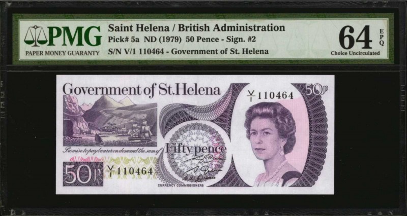 SAINT HELENA. Government of Saint Helena. 50 Pence, ND (1979). P-5a. PMG Choice ...