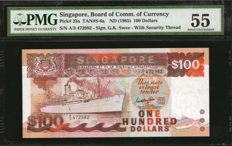 SINGAPORE. Board of Commissioners of Currency. 100 Dollars, ND (1985). P-23a. PM...