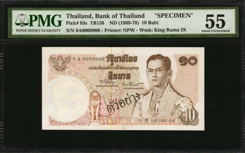 THAILAND. Bank of Thailand. 10 Baht, ND (1969-78). P-83s. Specimen. PMG About Un...