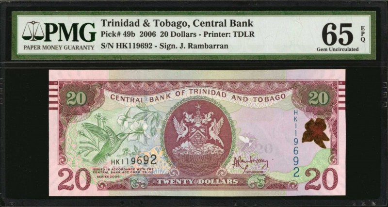 TRINIDAD & TOBAGO. Central Bank. 20 Dollars, 206. P-49b. PMG Gem Uncirculated 65...