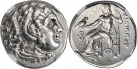 MACEDON. Kingdom of Macedon. Philip III, 323-317 B.C. AR Drachm, Lampsakos Mint. NGC EF.

Pr-P15. Obverse: Head of Herakles right, wearing lion skin...