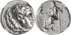 MACEDON. Kingdom of Macedon. Philip III, 323-317 B.C. AR Drachm, Uncertain Mint. NGC EF.

Obverse: Head of Herakles right, wearing lion skin; Revers...