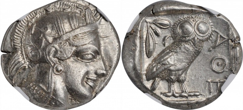 ATTICA. Athens. AR Tetradrachm (17.18 gms), ca. 454-404 B.C. NGC Ch EF, Strike: ...