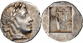 LYCIA. Lycian League. Kragos. AR Drachm (1.74 gms), ca. 33-27 B.C. CHOICE VERY FINE.

RPC-1, 3305; Troxell-104. Obverse: Laureate head of Apollo rig...