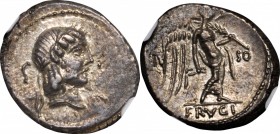 ROMAN REPUBLIC. L. Calpurnius Piso Frugi. AR Quinarius (2.31 gms), Rome Mint, 90 B.C. NGC MS, Strike: 4/5 Surface: 4/5.

Cr-340/2e; Syd-672. Obverse...