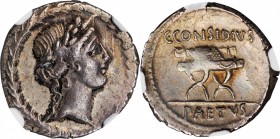 ROMAN REPUBLIC. C. Considius Paetus. AR Denarius (3.57 gms), Rome Mint, 46 B.C. NGC EF, Strike: 3/5 Surface: 4/5.

Cr-465/1a; CRI-77; Syd-990. Obver...