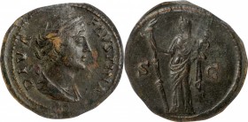 DIVA FAUSTINA SENIOR (WIFE OF ANTONINUS PIUS), died A.D. 140/1. AE Sestertius (26.82 gms), Rome Mint, Struck under Antoninus Pius, circa A.D. 146-161....