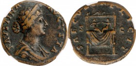 FAUSTINA JUNIOR (DAUGHTER OF ANTONINUS PIUS & WIFE OF MARCUS AURELIUS). AE Sestertius (21.05 gms), Rome Mint, A.D. 161-164. NGC VF, Strike: 4/5 Surfac...