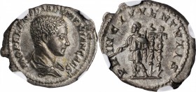 DIADUMENIAN, A.D. 218. AR Denarius, Rome Mint. NGC Ch AU.

RIC-105; RSC-6a. Obverse: Bareheaded, draped, and cuirassed bust right; Reverse: Diadumen...