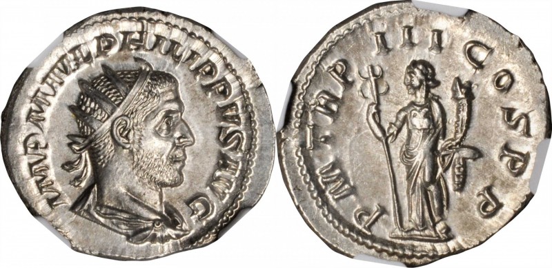 PHILIP I, A.D. 244-249. AR Double-Denarius (Antoninianus) (4.38 gms), Rome Mint,...