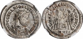 DIOCLETIAN, A.D. 284-305. BI Aurelianianus (Antoninianus), Antioch Mint, 4th Officina, A.D. 293. NGC AU. Silvering.

RIC-323. Obverse: Radiate, drap...