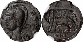 CITY COMMEMORATIVES, A.D. 330-354. AE Follis, Treveri Mint, Struck under Constantine I, A.D. 333-334. NGC AU.

RIC-561. Obverse: Helmeted and mantle...