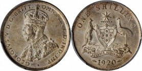 AUSTRALIA. Shilling, 1920-M. Melbourne Mint. PCGS AU-58 Gold Shield.

KM-26. A better date for the series, this type is difficult to encounter in se...