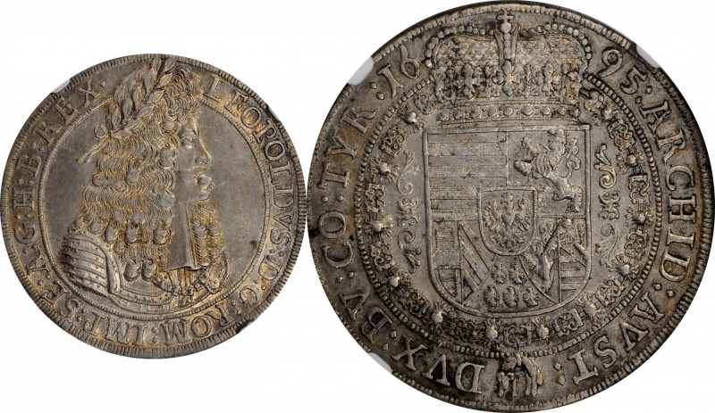 AUSTRIA. Taler, 1695. Hall Mint. Leopold I. NGC AU-58.

Dav-3245; KM-1303.4. O...