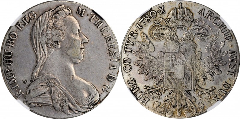 AUSTRIA. Taler, "1780" (1795-1853). Vienna Mint. Maria Theresa. NGC EF Details--...