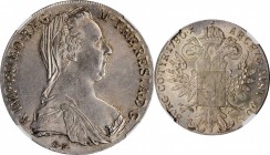 AUSTRIA. Taler, "1780"-SF (1935-39). Rome Mint. Maria Theresa. NGC MS-63.

Cf. KM-1866.2; Hafner-71. Restrike issue. Part of the popular Maria There...