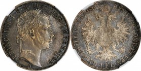 AUSTRIA. Florin, 1860-A. Vienna Mint. Franz Joseph I. NGC AU-55.

KM-2219. Employing a deep cabinet tone, this lightly handled crown features an eve...