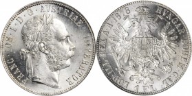 AUSTRIA. Florin, 1878. Vienna Mint. Franz Joseph I. PCGS MS-65.

KM-2222. A fully argent Gem, this blazing example offers cartwheel radiance and bea...