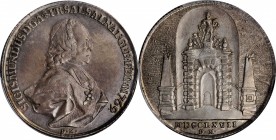 AUSTRIA. Salzburg. Medallic 1/2 Taler, 1769. Sigismund III von Schrattenbach. PCGS MS-62.

Zottl-2965. Commemorating the completion of the Gates of ...
