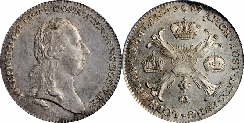 AUSTRIAN NETHERLANDS. Taler, 1789. Brussels Mint. Joseph II. PCGS MS-62 Gold Shi...