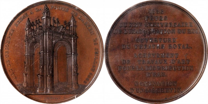 BELGIUM. The Triumphal Arch at Laeken Bronze Medal, 1856. Uncertain mint likely ...