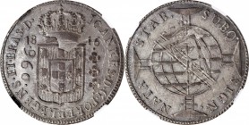 BRAZIL. 960 Reis, 1816-B. Bahia Mint. Joao as Prince Regent. NGC AU-58.

KM-307.1. Overstruck on a Charles IV Spanish colonial type, this deeply ton...