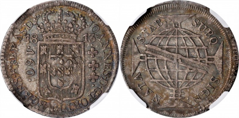 BRAZIL. 160 Reis, 1813-R. Rio de Janeiro Mint. Joao as Prince Regent. NGC AU-55....