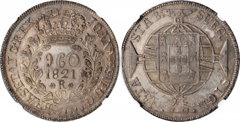 BRAZIL. 960 Reis, 1821-R. Rio de Janeiro Mint. Joao VI. NGC AU-55.

KM-326.1. ...