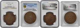 BRAZIL. Duo of 80 Reis (2 Pieces), 1824-30. Rio de Janeiro Mint. Pedro I. Both NGC or PCGS Certified.

1) 1824-R. NGC EF-45. KM-366.1. 2) 1830-R. PC...