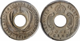 BRITISH EAST AFRICA. Cent, 1916-H. Heaton Mint. PCGS MS-65 Gold Shield.

KM-7. A steely gray, Gem example of the type, featuring some satiny brillia...