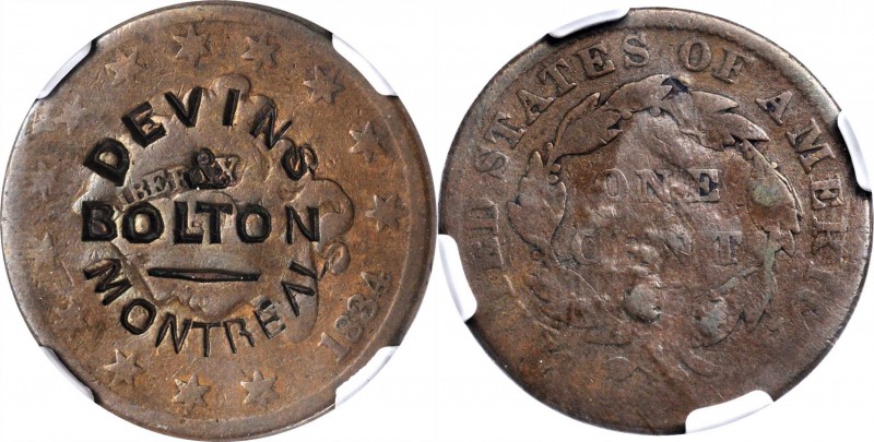 CANADA. Devins & Bolton Copper Token, ND (1863-80). NGC VG-8.

Brunk-D-320. A ...