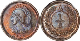 CANADA. Anticosti Island. 1/8 Penny Token, 1870. NGC MS-66 Brown.

KM-Unlisted; Charlton-250. An unusual issue, these tiny bronzes were first attrib...