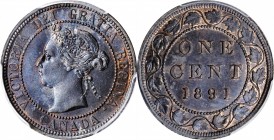CANADA. Cent, 1891. London Mint. Victoria. PCGS MS-63 Brown Gold Shield.

KM-7. Variety with large date and large leaves. A choice example, this pie...