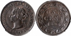 CANADA. Cent, 1891. London Mint. Victoria. PCGS AU-55 Brown Gold Shield.

KM-7. Variety with small date and large leaves. Only a few scattered marks...