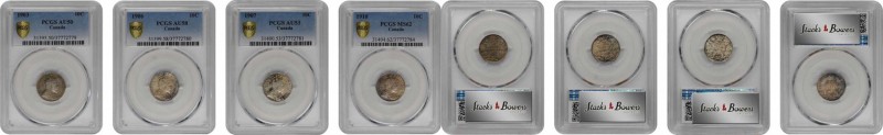 CANADA. Quartet of 10 Cents (4 Pieces), 1903-10. All PCGS Gold Shield Certified....