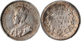 CANADA. 10 Cents, 1915. Ottawa Mint. PCGS AU-58 Gold Shield.

KM-23. A briefly circulated example with instances of pale tone over both side.

Est...