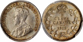CANADA. 5 Cents, 1919. Ottawa Mint. PCGS MS-64 Gold Shield.

KM-22. A shimmering, glistening near Gem, featuring steel gray surfaces along with unde...