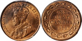 CANADA. Cent, 1913. Ottawa Mint. PCGS MS-65 Red Brown Gold Shield.

KM-21. Offering a great amount of red surfaces, this brilliant Gem features stun...