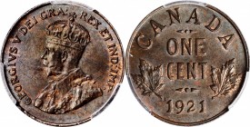 CANADA. Cent, 1921. Ottawa Mint. PCGS MS-64 Brown Gold Shield.

KM-28. A vibrant near Gem, this highly attractive issue actually presents a solid re...