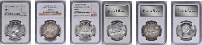 CANADA. Trio of Dollars (3 Pieces), 1961-65. Ottawa Mint. All NGC Certified.

...