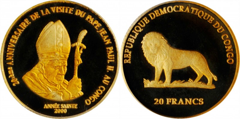 CONGO. Democratic Republic. 20 Francs, 2000. PCGS PROOF-68 Deep Cameo.

Fr-10;...