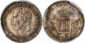 INDIA. Portuguese India. Goa. 1/8 Rupee, 1881. Lisbon Mint. Luiz I. PCGS AU-58 Gold Shield.

KM-309. A SCARCELY encountered colonial minor, this nea...