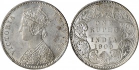 INDIA. Rupee, 1900-C. Calcutta Mint. Victoria. PCGS MS-62 Gold Shield.

KM-492; S&W-6.153. An alluring minor, this near choice specimen offers mostl...