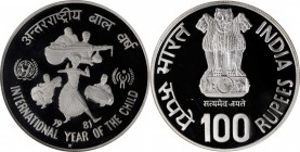 INDIA. 100 Rupees, 1981-B. Bombay Mint. NGC PROOF-67 Ultra Cameo.

KM-277. Struck to commemorate the International Year of the Child. Vibrant and hi...
