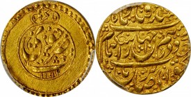 IRAN. Zand Dynasty. 1/4 Mohur, AH 1197 (1782). Khuy Mint. 'Ali Murad Khan. PCGS MS-63 Gold Shield.

2.71 gms. Album-E2815 (RRR). An anonymous type p...