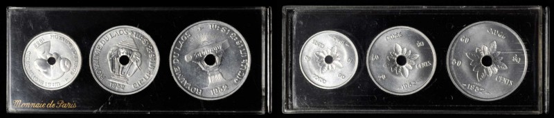 LAOS. Aluminum Essai (Pattern) Set (3 Pieces), 1952. Paris Mint. Average Grade: ...