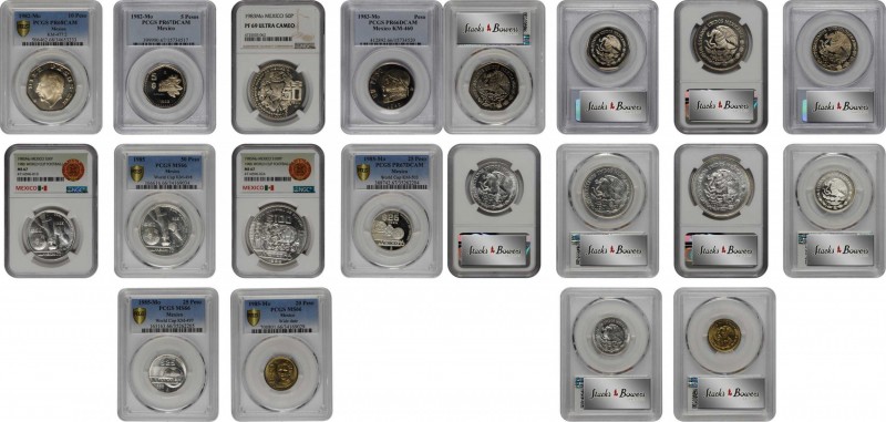 MEXICO. Group of Modern Issues (10 Pieces), 1982-85. All NGC or PCGS Certified....