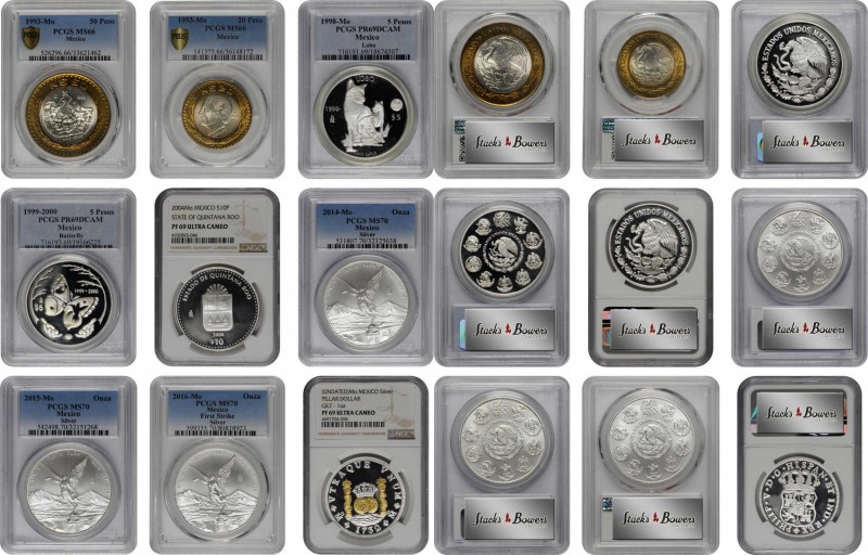 MEXICO. Nonet of Modern Types (9 Pieces), 1993-2016. All NGC or PCGS Certified....